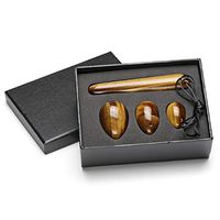 Top Plaza Yoni Eggs 3 Size Drilled Tiger Eye Stone Egg & 1 Massage Wand for Kegel Exercise,Yoni Pelvic Floor Muscles Massage Exercise to Gain Better Muscles Control