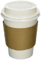 50 Paper Coffee Cup/Disposable Hot Cup 12 oz. WHITE with 50 Cappuccino Lids and 50 Sleeves