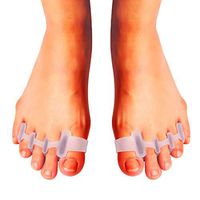 Makeouq Toe Support 1 Pair of Elastic Silicone Gel separators for Toe Hallux Valgus White fin Gel Straightener for Foot Care