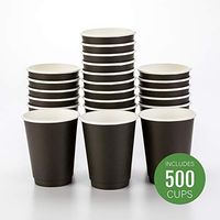 500-CT Disposable Black 12-oz Hot Beverage Cups with Double Wall Design: No Need for Sleeves - Perfect for Cafes - Eco Friendly Recyclable Paper - Insulated - Wholesale Takeout Coffee Cup