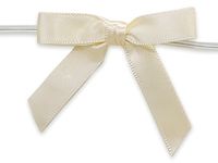 IVORY 2" Pre-Tied Satin Bowswith 4-1/2" Twist Ties~ 3/8" ribbon 20 unit, 12 pack per unit.