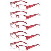 Reading Glasses 5 Pack Men Women Flexible Spring Hinge Readers Includes Sun Readers (5 Pack Gradient Red, 3.5)