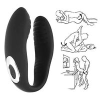 SixT Dual Motor Víbrátór U-Shape 10 Speed Rechargeable Másságer Portable Cordless Electric Adult Sexx Toy for Women Couples 03 (Black)