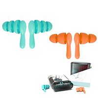 Ear Plugs for Sleeping Noise Cancelling, Noise Reduction Earplugs Reusable Silicone Earplugs for Snoring Concerts Hearing Protection Come with Carry Case, 2 Pairs Small & Medium (Red & Gray)