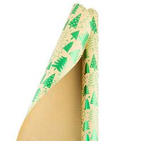 JAM PAPER Gift Wrap - Christmas Wrapping Paper - 15 Sq Ft - Lush Kraft Trees Paper - Roll Sold Individually