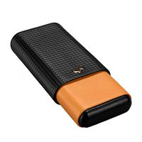 Humidors Cigar Set Crocodile Embossed Cigar moisturizing Leather case Portable Cedar Wood Three Sticks (Color : Black+Yellow, Size : 17.89.3cm)