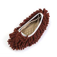 Microfiber Washable Mop Slippers Shoes For Women Floor Dust Dirt Hair Cleaner (Color : Coffee)
