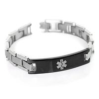 My Identity Doctor - Mens Medical Alert Bracelet with Engraving, 316L Steel Link - Wrist Size 6.75 Inch