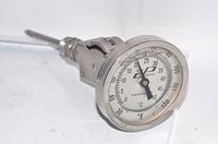 COLE PARMER METAL THERMOMETER WITH PROBE 120F 50C 3-1/4'' OD Face