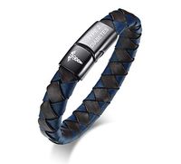 MPRAINBOW Custom Personalized Handmade Braid Genuine Leather Medical Alert ID Cuff Bangle Bracelet for Men Women