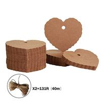 200pc Peach Heart Shape Kraft Paper Tags, CRIVERS Gift Tags/Hang Tags with Free Natural Jute Twine for Christmas Wedding Thanksgiving Birthday Holiday Party Favors (Buff)