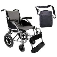 Karman S-Ergo 115 Ergonomic Transport Wheelchair | S-Style Seat Size 16" X 17" | Wire Break & Standard Swing Away Legrest | Frame Color - Pearl Silver & Free Front Zip Pocket Bag Black!