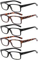 Eyekepper Vintage Mens Reading Glasses-5 Pack(3 Pairs Black and 2 Pairs Tortoise) Glasses for Men Reading,+1.00 Reader Eyeglasses Women
