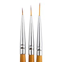 Wenini 3pcs Brush Nail Art Gel Acrylic Drawing Painting Pen Design Nail Art Tools (Brown)
