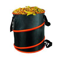 The Elixir Deco 10 gallon Gardening Bag Pop Up Collapsible Yard/Lawn Leaf Refuse Bag Container, 16.4" x 15.5", Black/Orange