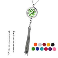 HOUSWEETY Aromatherapy Essential Oil Diffuser Necklace-Stainless Steel Locket Pendant,11 Refill Pads