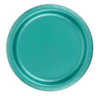 24 Plates 8.75" Paper Dinner Lunch Plates Wax Coated - Teal