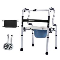 Walker Commode Chair Height Adjustable, Handrail Folding Commode Chair Load-Bearing 180 Kg Safe and Stable Easy to Install Elderly Disabled Pregnant Women (Color : G)