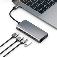 T7 8 in 1 USB-C/Type-C to 3 USB 3.0 + USB-C/Type-C + HDMI + RJ45 Network Interfaces HUB Adapter with Micro SD/SD Card Slots (Grey) Durable (Color : Grey)