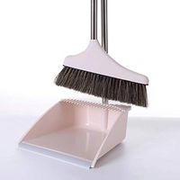 Broom and Dustpan Set 84cm 80cm with Combs for Hair Removal Home Kitchen Room Office Lobby Floor Use Upright Stand up,Pink