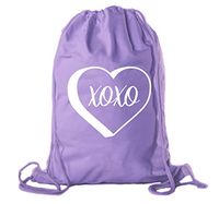 Valentine's Day Bags, Cotton Drawstring Cinch Backpacks, Valentines Day Gift Bags - Purple CA2725VAL S6
