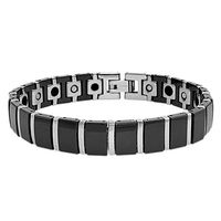 Double Accent 10MM Tungsten Carbide Mens Bracelet Two Tone Magnetic Bracelet (Size 7.75, 8.25 Inches), 7.75