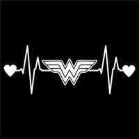 Wonder Woman Heartbeat Vinyl Decal Sticker | Cars Trucks Vans Walls Laptops Cups | White | 7.5 X 2.8 Inch | KCD1177