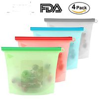 4-Pack Reusable Silicone Food Storage Preservation Bags