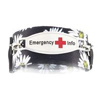 Women's Medical Alert ID Bracelet | Easy On and Off with Adjustable Hoop-and-Loop Closure Free Engraving Included | Universal, Daisy - Size 6.5" - 7.5"