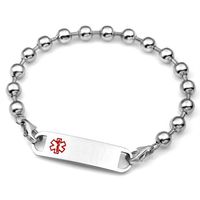 StickyJ USA Beaded Medical ID Bracelet 7.5 in Stainless