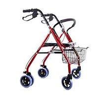 6" Wheels,Red,Rollator Walker Aluminum Fold Up and Removable Back Support, Padded Seat,Max 150kg(330lb) for Elderly, Seniors, Handicap, Disabled