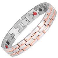 Qucasyl Christmas/New Year Gifts Stainless Steel Mens Women Magnetic Bracelet 4 Element Magnet Bracelets Adjustable Size with Removal Tool,Pink