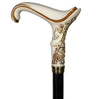 Elegant Light Cane Walking Stick for Women Ladies Pretty Flowered Black Wooden Shaft Fashionable Dressy Designer Art