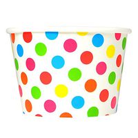 [50 Count] Rainbow Paper Ice Cream Cups - 8 oz Polka Dotty Dessert Bowls Perfect For Yummy Treats! Frozen Dessert Supplies