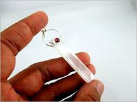 Pure Selenite Pendant 2 inch Approx. Rough A++ Garnet Cabochon Top Grade Healing Spiritual Divine India Crystal Therapy Geometry Positive Peace Pocket Internal Strength Love