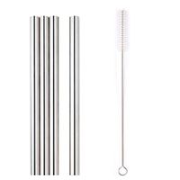 Sikye 4Pcs 12mm Metal Straws,Stainless Steel Extra Wide Straws Reusable Drinking Straws + Cleaning Brush