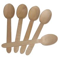 Wowlife 6 Inch Length Wooden Disposable Spoon Birch Wood Cutlery Silverware (100)