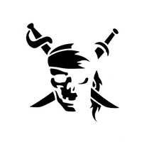 Pirate Jolly Roger Black Decal Vinyl Sticker|Cars Trucks Vans Walls Laptop| Black |5.5 x 5.25 in|LLI528