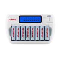 Combo: Tenergy TN162 8-Bay Smart LCD AA/AAA NiMH/NiCd Charger + 8 AA NiMH Rechargeable Batteries