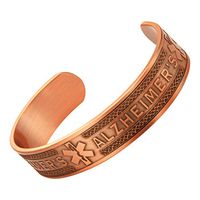 Agneti Alzheimer's Pure Copper Medical Alert ID Bangle Bracelet for Men and Women with Free Medical Card