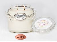 Wrapped in Light Happy Holidays (17 Ounce) Soy Candle 'Cinnamon Splendor' - Wrapped with Infinite Links - Magnetic, Interchangeable, Collectible