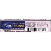 TUMS Antacid Chewable Tablets, Ultra Strength for Heartburn Relief, Assorted Berries, 12 count (Pack of 12)