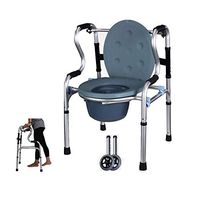 Bathroom Wheelchairs RRH Bedside Commodes Walking Frame Adjustable Height Folding Lightweight Aluminium Walker 2 Wheels Rollator Mobile Toilet Commode Chair