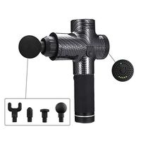 Portable Massage Device Helps Relieve Muscle Soreness and Stiffness, Massage Gun Deep Tissue Percussion, Handheld Button Quiet Electric Body Massager with 4 Massage Heads（Gray）