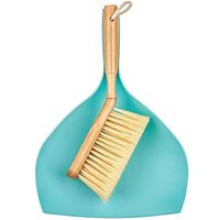 DecorRack 100% Natural Bamboo Brush and Dustpan, Ecofriendly Brush with Wood Handle and Durable Bristles, Dustpan Set, Ideal for Household Cleaning, Kitchen, Bathroom, Utility Room, Blue (1 Pack)