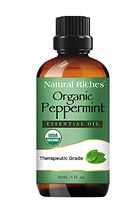 Natural Riches Organic Peppermint Oil, USDA Certified Organic, Undiluted, Natural Peppermint Essential Oil Aromatherapy, Therapeutic Grade Mentha Arvensis - Cooling Smell with Fresh Mint Oil & Menthol
