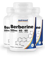 Nutricost Berberine HCl 600mg, 60 Caps (3 Bottles) - Gluten Free, Veggie Caps, Non-GMO