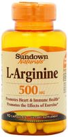 Sundown L-Arginine 500 mg, 90 Capsules (Pack of 2)