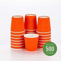 Disposable Paper Hot Cups - 500ct - Hot Beverage Cups, Paper Tea Cup - 4 oz - Tangerine Orange - Ripple Wall, No Need For Sleeves - Insulated - Wholesale - Takeout Coffee Cup - Restaurantware