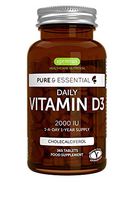 Pure & Essential Daily Vegetarian Vitamin D3 2000iu, Cholecalciferol, 365 Small Tablets